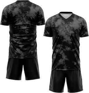 Conjunto de Camiseta de Fútbol Personalizada para Hombre, Degradado Negro Sublimado, Cuello en V, Absorbe la Humedad, Manga Corta, Ajuste Atlético, para Todas las Temporadas - Product Image 1