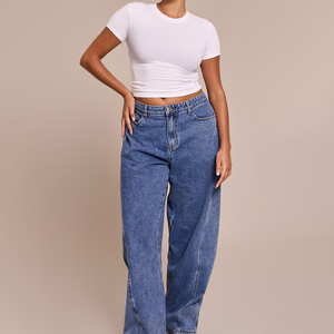 Nueva Llegada, Servicio OEM, Jeans Holgados de Alta Calidad Hechos a Medida para Mujer, Jeans de Mezclilla Holgados de Talla Grande para Mujer - Product Image 2