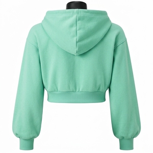 High Quality Women's Long Sleeve <b>Zipper</b> Hooded Crop <b>Top</b> Breathable Gym Custom Logo Crop <b>Top</b> Hoodies - Product Image 4