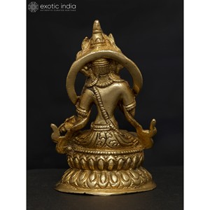 Sculpture en laiton faite à la main de 4 pouces de la divinité bouddhiste tibétaine Vajrasattva Petite statue pour la maison et le temple Fabriqué en Inde - Product Image 4