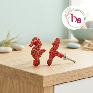 Poignées de meuble modernes en fonte Ba Red Sea Horse, écologiques et durables, pour la décoration intérieure de salle de bain et de salon - Product Image 1