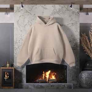 Sudaderas con capucha para hombre, 100% algodón, gruesas, de forro polar, extragrandes, con diseño sólido, tejido de punto, personalizadas. - Product Image 4