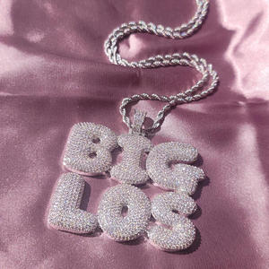Collier Pendentif Alphabet Personnalisé de Luxe, Entièrement Sertie de Strass en Cristal, Bijou Hip Hop Bling Bling, Accessoire Prénom Personnalisé - Product Image 3