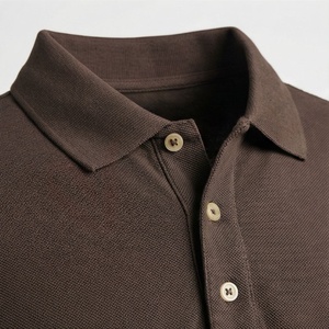 Polo de Manga Corta para Hombre, Color Marrón, 100% Algodón Piqué, Casual, Transpirable, Corte Regular, Diseño de Punto Sólido - Product Image 4