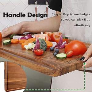 Tabla de cortar multiusos de bambú con mango |   Tabla de Cortar Resistente para Cortar Carne, Verduras y Frutas - Product Image 4