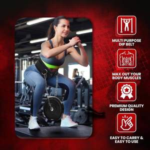 เข็มขัดดิปเบลท์สำหรับยกน้ำหนักพร้อมโซ่สำหรับดึงข้อและดิปเบลท์สำหรับออกกำลังกายแบบดิปและสควอท อุปกรณ์เพื่อความปลอดภัยในการออกกำลังกาย - Product Image 2