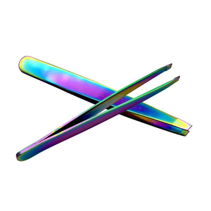 1pc Silver Eyebrow Tweezer Flat Tip Eyelash Extension Tweezers Stainless Steel Brow Hair Remove Trimming Clips Makeup Tools - Product Image 1
