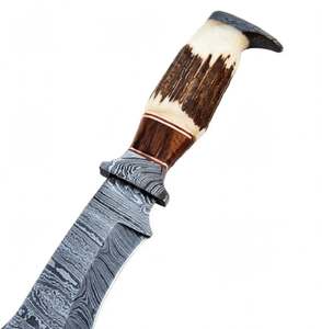 Outil de terrain artisanal en acier Damas torsadé avec manche en bois de palissandre et bois de cerf - Product Image 6