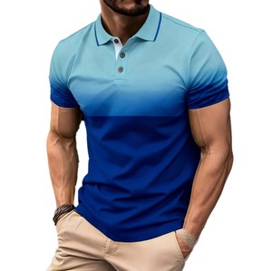 Polo de Hombre Morado con Bloques de Color, Manga Corta, Tejido, Diseño Sólido Informal, Cierre de Botones, Diseño Personalizado 2026 - Product Image 3