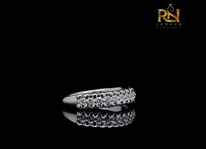 Double Row <b>Crown</b> Lab Grown Diamond Half Eternity Band Solid Gold Tiara Stacking <b>Ring</b> Women OEM ODM Wholesale B2B Supply - Product Image 4