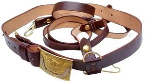 Ceinture décontractée en cuir véritable marron avec boucle carrée en cuivre, reproduction américaine solide, pour reconstitution historique, avec boucle Aigle Union - Product Image 6