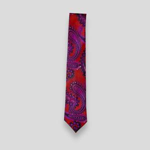 Cravate soie paisley magenta - Product Image 2