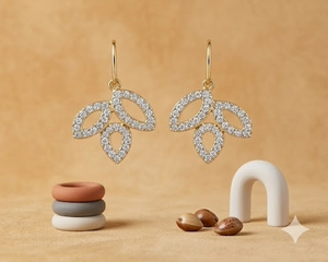 Pendientes de Clip para Mujer SHG en Oro Amarillo de 14 Quilates con Baño de Rodio, Diamantes de Corte Brillante Múltiple, Certificados por IGI, Regalo Vintage para Fiesta - Product Image 6