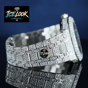 นาฬิกาข้อมือแบบกลไก Ice Look หน้าปัดประดับเพชร สายแบบสี่เหลี่ยม ของขวัญเครื่องประดับสำหรับทุกเพศ - Product Image 3