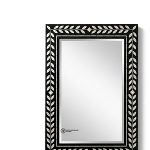 Miroir mural carré de luxe en MDF, miroir décoratif Art Déco fait main avec cadre géométrique noir pour mariage - Product Image 2