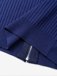 Pull cardigan à col mandarin noir pour homme, fermeture éclair, manches longues, couleur unie, anti-boulochage, polyester/viscose/acrylique/polyamide - Product Image 4