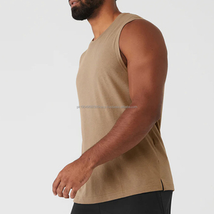 Débardeurs de sport pour hommes en coton sans manches, chemises de course musculaires, col rond, logo imprimé sur la poitrine - Product Image 2