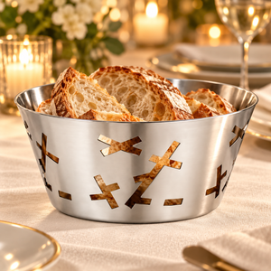 Corbeille à pain en métal à motif zig-zag, bac à pain ajouré pour présentation sur comptoir de boulangerie - Product Image 4