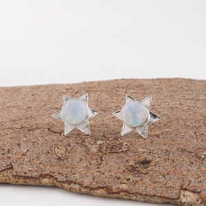 New Arrival 2026 Designer White Milky <b>Opal</b> Gemstone <b>Earring</b> Jewellery In 925 Sterling Silver Plated For Women And Girls Wear - Product Image 1