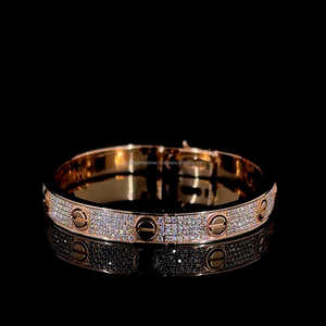 Bijoux de couple de luxe en argent 925 plaqué or rose 18 carats cadeau largeur 7mm trois rangées de diamants moissanite bracelet pour femme bracelets - Product Image 5