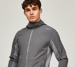 <b>Men's</b> Hooded Windproof Soft Shell <b>Jacket</b> Lightweight Breathable Running Outdoor Jogging OEM Service Outerwear - Product Image 4