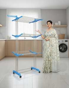 Durable Adjustable Laundry Drying <b>Rack</b> Stainless Steel Foldable Clothes Hanger <b>Stand</b> For Indoor Outdoor Use - Product Image 6