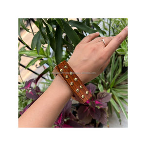 Textured Classic <b>Wooden</b> <b>Bangles</b> Set Handmade Standard Size Wood Bracelets for Women Ethnic Look Eco Friendly Daily Wear Jewelry - Product Image 1