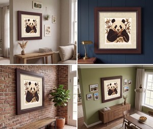 Veneer Handcrafted Wooden Panda Marquetry <b>Wall</b> <b>Frame</b> | 3D Layered Inlay Art for Living Room, Bedroom & Office Decor - Product Image 3