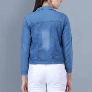 <b>Women's</b> <b>Cropped</b> <b>Jean</b> Outerwear Jacket Modern Denim Casual Streetwear Wholesale Manufacturer Oversize Denim Jacket High Quality - Product Image 3
