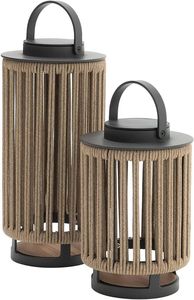 Handmade Natural Rattan <b>Lanterns</b> <b>Set</b> of 3 with Candles for Home Decoration - Product Image 1