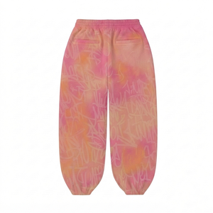 Pantalones Deportivos para Mujer, 320 GSM, Algodón y Poliéster, Felpa, Estampado de Grafiti Rosa, Sublimación Personalizada, Estampado Puff, Logotipo con Pedrería - Product Image 2