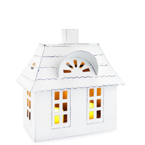 Lanterne à bougie créative décorative en acier galvanisé en forme de cabane, porte-bougie moderne pour centre de table intérieur/extérieur - Product Image 1