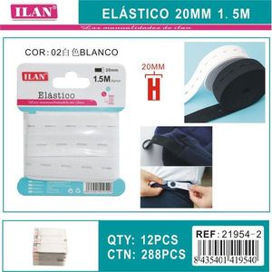 Nastro elastico Iln 20mm 1,5m bianco per cucito e artigianato - Product Image 3