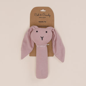 Mordedor de bambú orgánico de calidad superior Blush Pink Squeaker para la dentición del bebé - Product Image 1