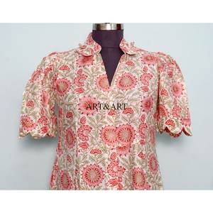 Vestido Midi de Verano para Mujer, Estampado Bohemio, Colorido, de Algodón Puro, Manga Corta, Corte en A, Estilo Vintage, Floral - Product Image 2