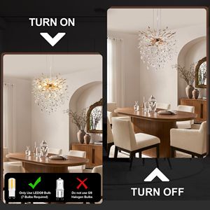 Lampadario Moderno a 7 Luci con Rami in Cristallo Dorato da 18 Pollici, Lampada a Sospensione Contemporanea per Sala da Pranzo - Product Image 5