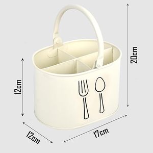 Porta cubiertos cilíndrico de metal con diseño de tenedor y cuchara para almacenamiento en la cocina, estilo minimalista, tipo vertical. - Product Image 2