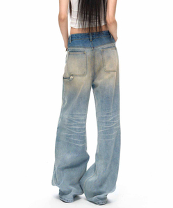 กางเกงยีนส์เดนิมเอวสูงทรงขากว้างสำหรับผู้หญิง แต่งขาดสไตล์วินเทจลำลอง ทรงหลวม ผ้าฝ้าย ใส่ได้ทุกวัน สไตล์ฤดูใบไม้ผลิ - Product Image 4