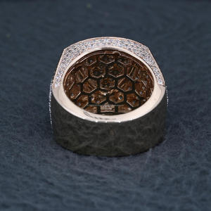 แหวนเงินแท้ 925 ดีไซน์กากบาทประดับเพชร สีโรสโกลด์ สำหรับผู้ชาย สไตล์ฮิปฮอป คริสเตียน เหมาะสำหรับงานแต่งงาน - Product Image 2