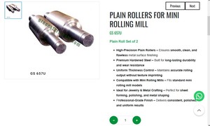 <b>Plain</b> Rollers for Mini Rolling Mill Set of 2 Jewelry Making <b>Tools</b> Smooth Finish Goldsmith Hand <b>Tools</b> | Item No GS-657U - Product Image 3