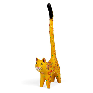 Statue artisanale en bois d'albizia, queue de chat en position levée, dorée, figurine animale, artisanat de Bali, décoration intérieure, sculpture en bois, cadeau, artisanat en bois - Product Image 1