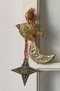 Christmas Pine Cone Santa Metal Star Christmas Ornament Handicraft Decor with Red Bead Dangle Traditional Style - Product Image 6