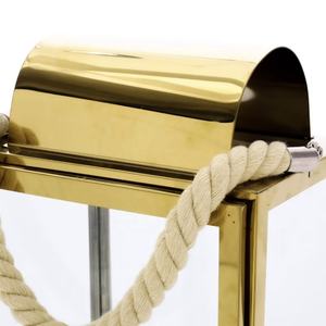 Decoraciones de Lujo para Mesa y Suelo del Hogar, Portavelas de Metal Dorado con Asa de Cuerda - Product Image 3