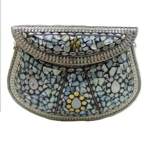 Handmade <b>Mosaic</b> Metal Clutch Bag Bohemian Evening Purse Stone Inlay Wedding Party Handbag Women Medium Hot Selling Indoor - Product Image 5
