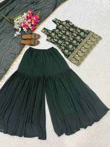 Lanzamiento del Nuevo Conjunto de Fiesta de Diseñador: Top, Sharara, Plazzo y Dupatta - Product Image 5