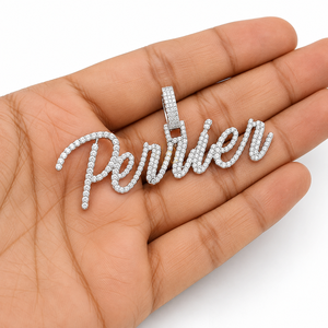 Pendentif personnalisé en argent 925 avec initiale en lettres cursive sertie de diamants de laboratoire, bijoux fins, colliers, breloques pour cadeau personnalisé - Product Image 4