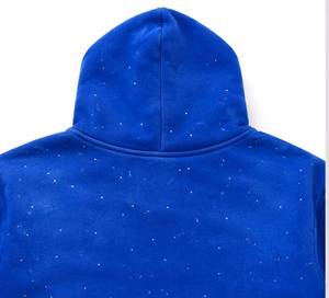 Sweat-shirt à capuche zippé en molleton bleu uni pour homme, coupe ample, style streetwear décontracté, tricoté 100% coton, vêtements d'hiver - Product Image 6