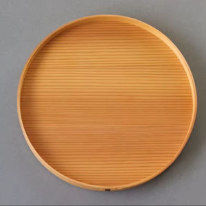 ถาดไม้ซีดาร์ญี่ปุ่นแท้ ขนาด 24 ซม. งานศิลปะทำมือจากไม้ชิซู ถาดเสิร์ฟทรงกลมเคลือบน้ำมัน ถาดน้ำชาไม้สไตล์วาบิซาบิ ญี่ปุ่น-แคนดี้ - Product Image 1