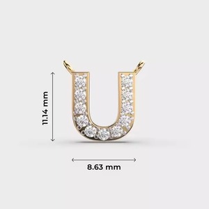 จี้ตัวอักษร U สีทอง ประดับเพชร ดีไซน์เก๋ เครื่องประดับส่วนตัวสำหรับผู้หญิง - Product Image 4