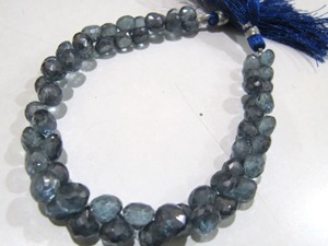 Cuentas de piedra azul facetada para la elaboración de collares, forma de cebolla de 6-7 mm, briolette - Product Image 6